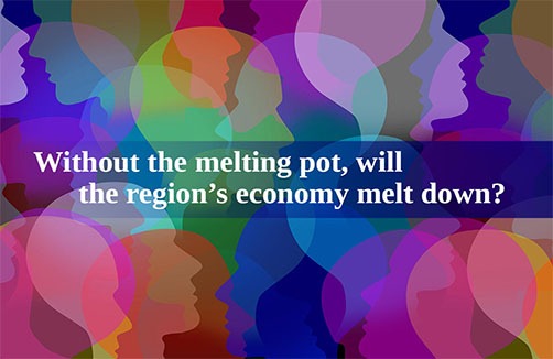 Image of overlapping colorful face silhouettes