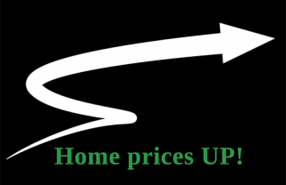 An arrow with the text "Home prices up!"