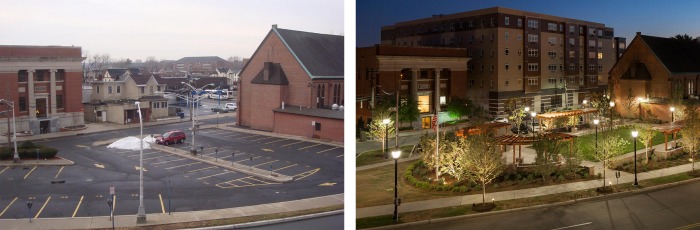 before and after images of hackensack downtown area before and after newly added infrastructure