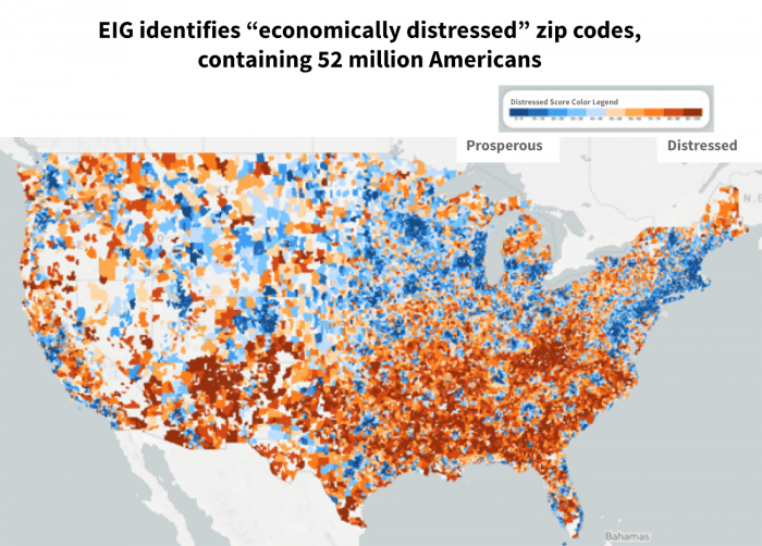 Figure 1- EIG identifies "economically distressed" zip codes, containing 52 million Americans 